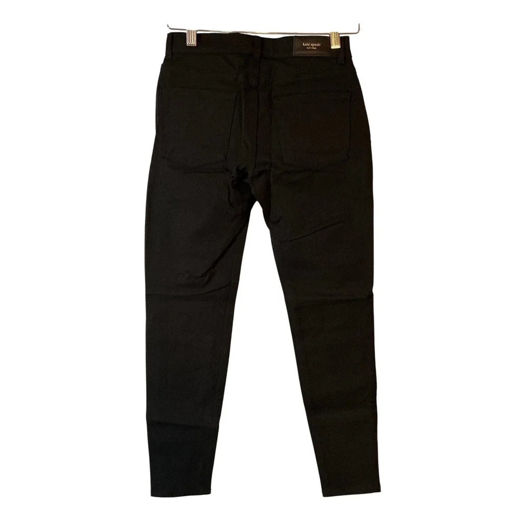 Kate‎ Spade Broome Street Black Skinny Pants Front Zip Pockets 24 Made in USA